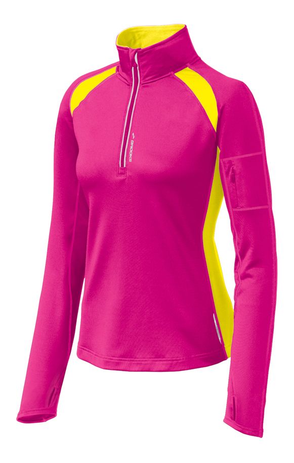 Womens Brooks Nightlife Infiniti Long Sleeve 1/2 Zip Technical Tops