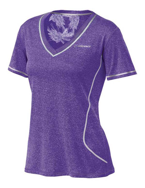 Womens Brooks Versatile EZ V Neck Short Sleeve Technical Tops