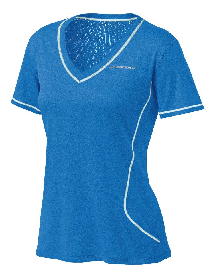 Womens Brooks Versatile EZ V-Neck Short Sleeve Technical Tops