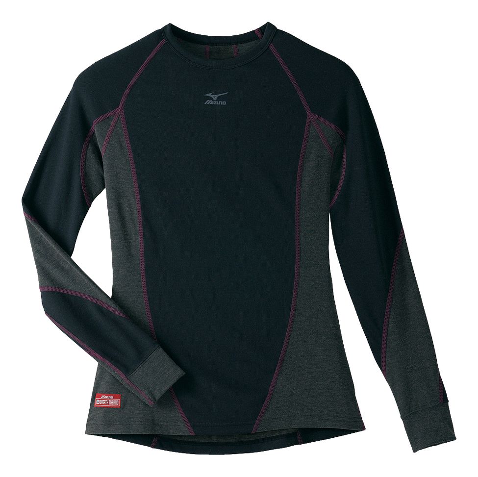 Womens Mizuno Breath Thermo Stretch Long Sleeve No Zip Crew Top Womens Mizuno Breath Thermo Stretch Long Sleeve No Zip Crew Top