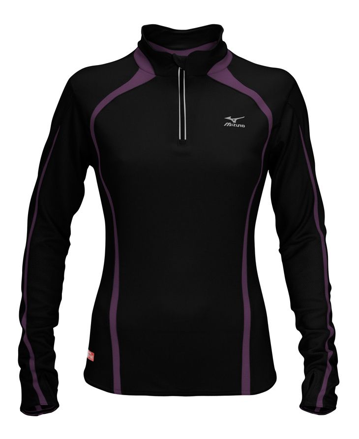 Womens Mizuno Breath Thermo LWomens Mizuno Breath Thermo Long Sleeve 1/2 Zip Technical Tops