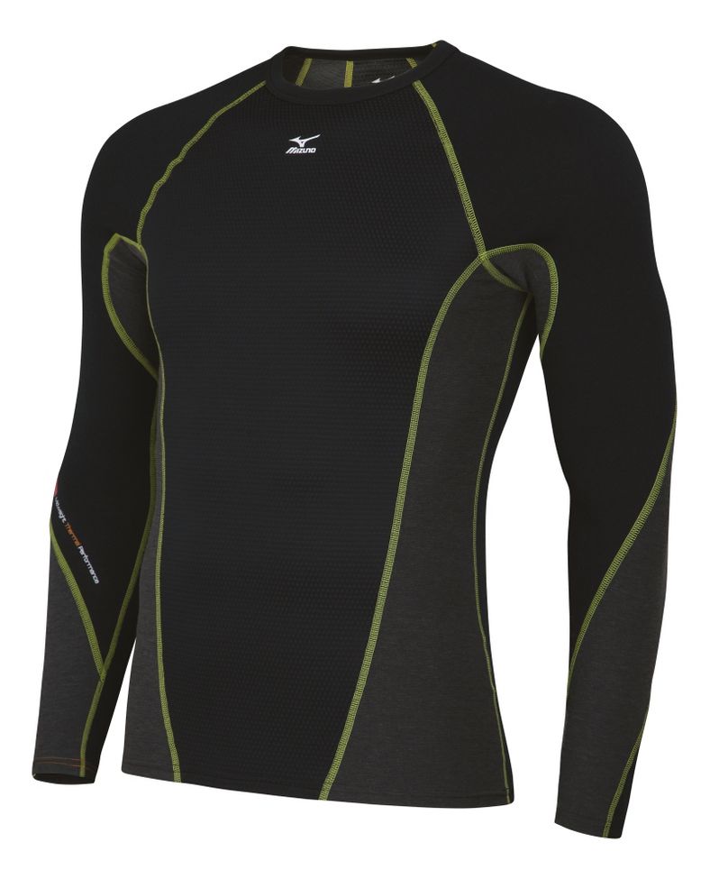 Mens Mizuno Breath Thermo Stretch Crew Long Sleeve No Zip Technical Tops