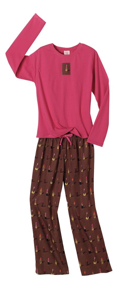 Womens Munki Munki Perfect Poplin Pant & L/S Tee Sleepwear