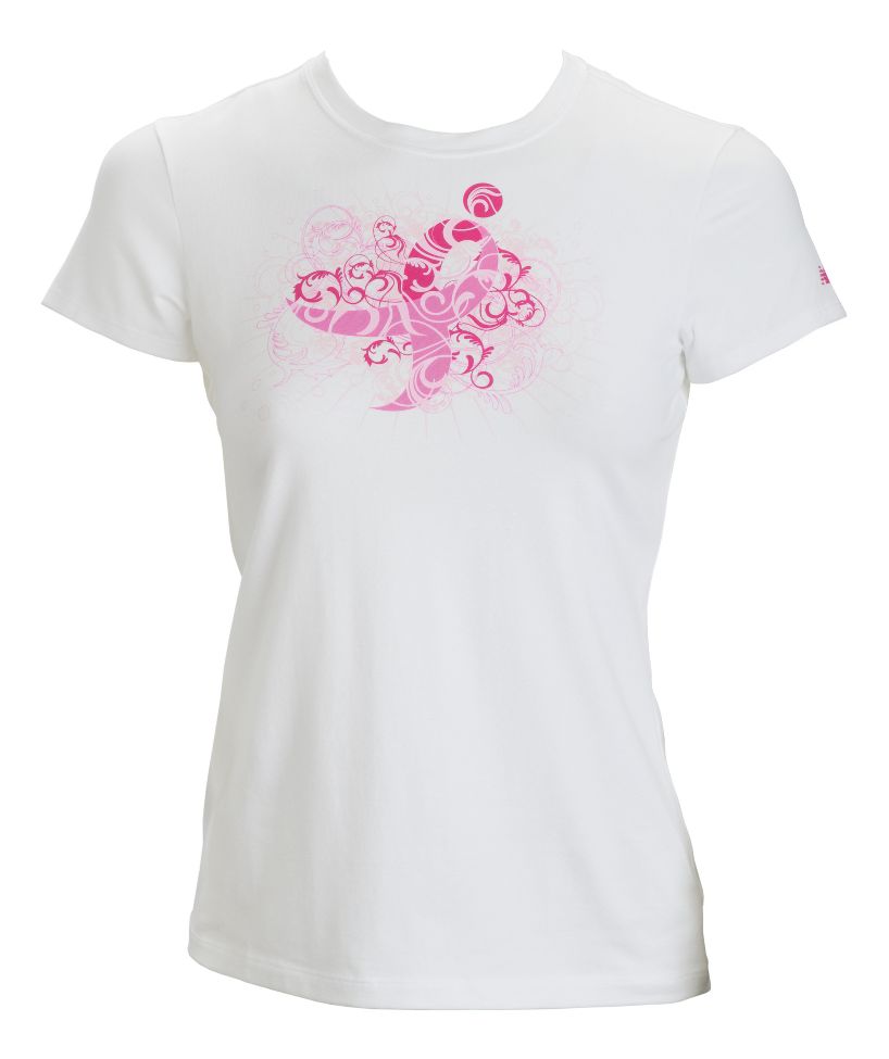 Womens New Balance LU Ribbon Short Sleeve Non-Technical Tops