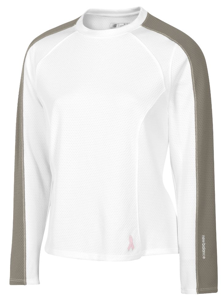 Womens New Balance Pink Ribbon TextureTech Long Sleeve No Zip Top