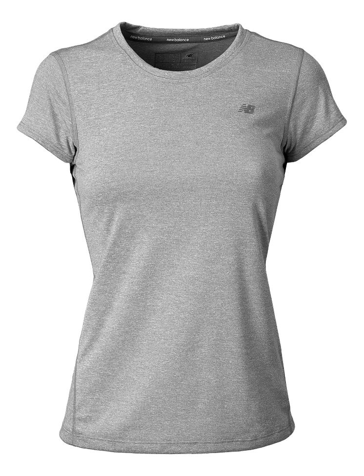Womens New Balance Heathered Short Sleeve Technical Tops