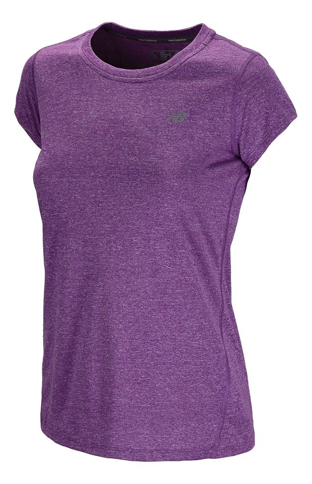 Womens New Balance Heathered Short Sleeve Technical Tops