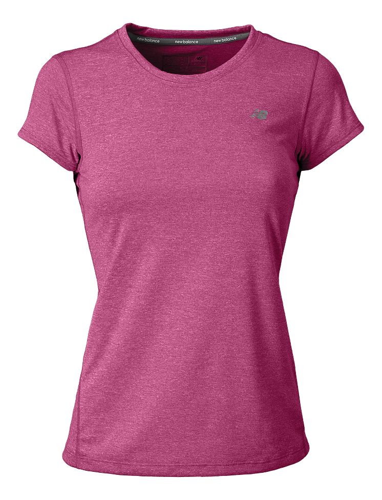 Womens New Balance Heathered Short Sleeve Technical Tops