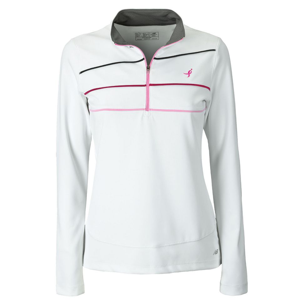 Womens New Balance Komen 1/4 Zip Long Sleeve 1/2 Zip Technical Tops