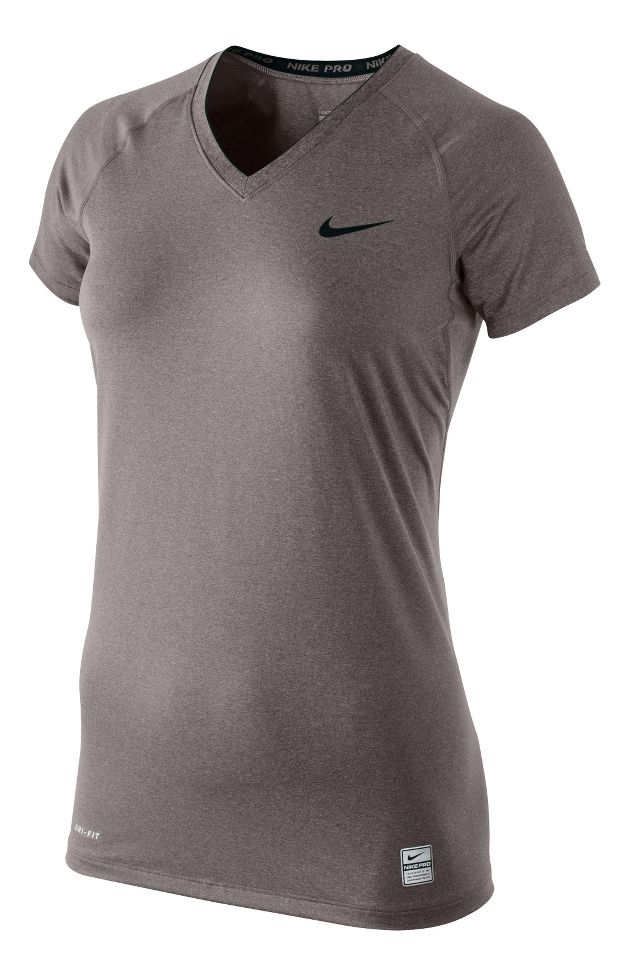 Womens Nike Pro Fitted Short Sleeve V Neck Technical Tops