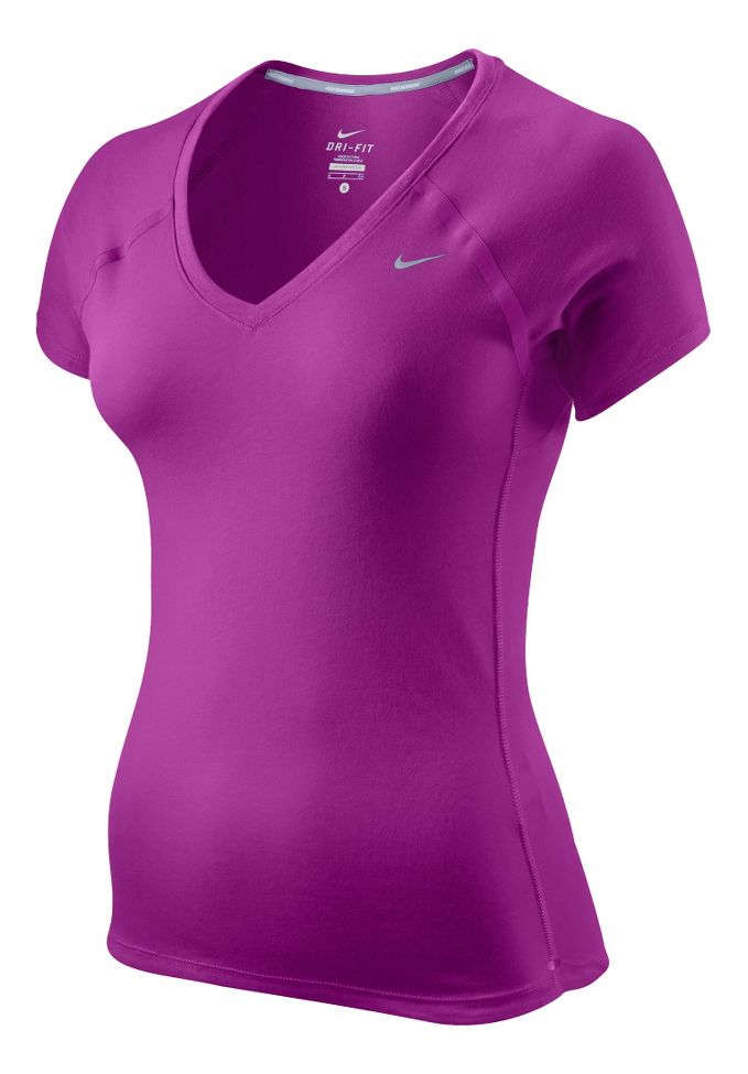 Womens Nike Tailwind V Neck Short Sleeve Technical Tops