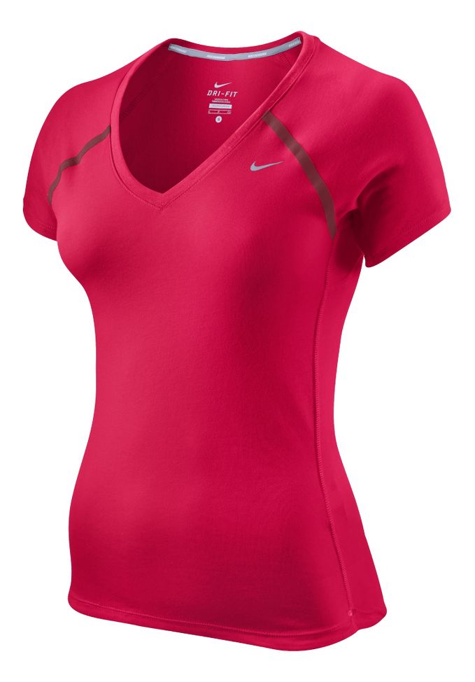 Womens Nike Tailwind V Neck Short Sleeve Technical Tops