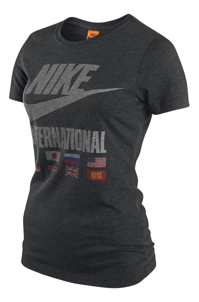 Womens Nike RU Futura International Tee Short Sleeve Technical Tops
