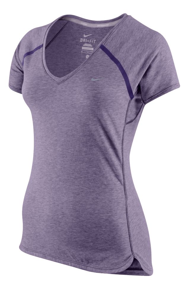 Womens Nike Tailwind V Neck Short Sleeve Technical Tops