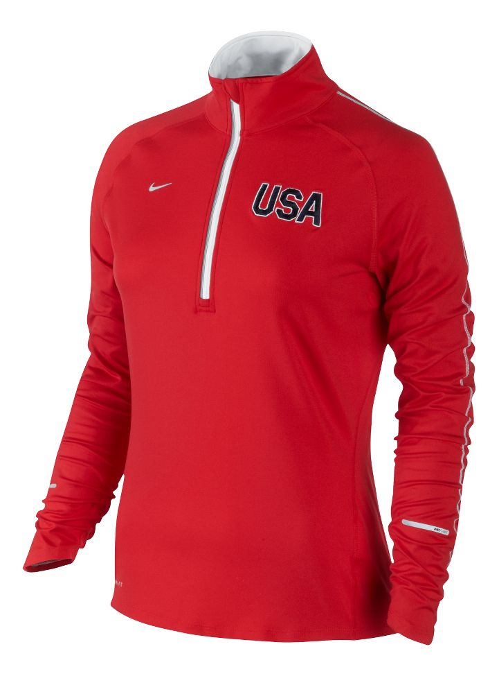 Womens Nike USA Element Long Sleeve 1/2 Zip Technical Tops
