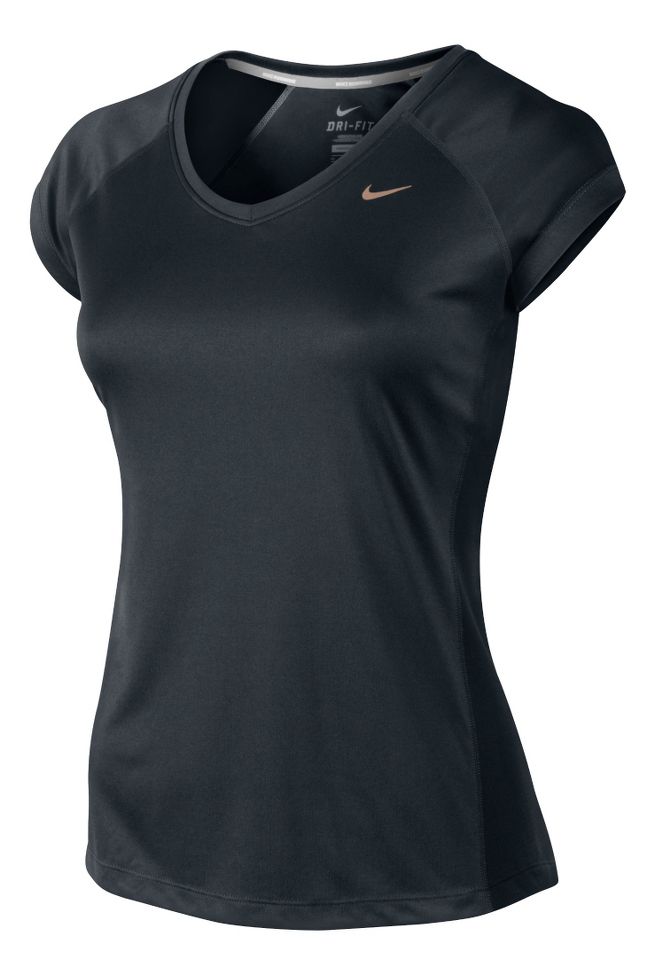 Womens Nike Miler V Neck Top Short Sleeve Technical Tops
