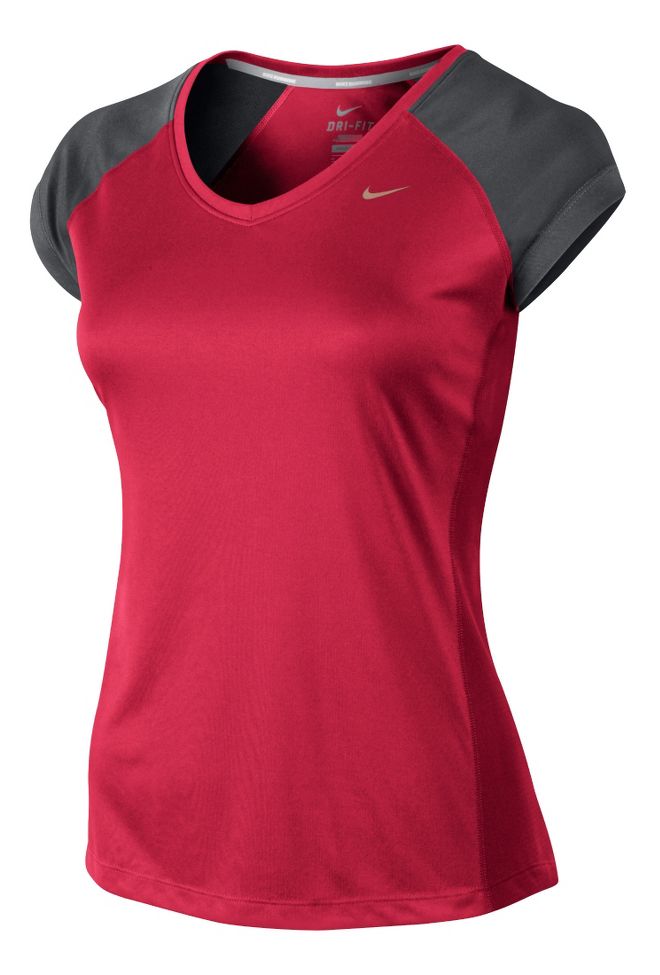 Womens Nike Miler V Neck Top Short Sleeve Technical Tops