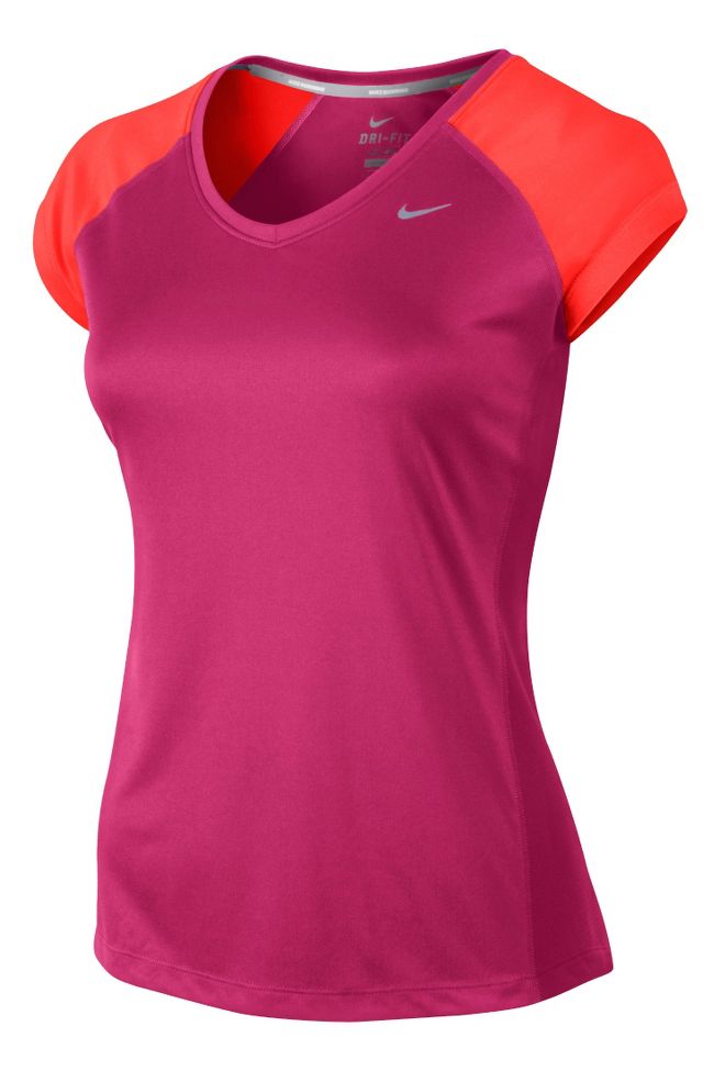 Womens Nike Miler V Neck Top Short Sleeve Technical Tops