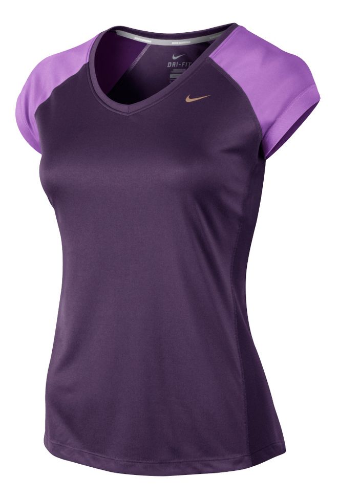 Womens Nike Miler V Neck Top Short Sleeve Technical Tops
