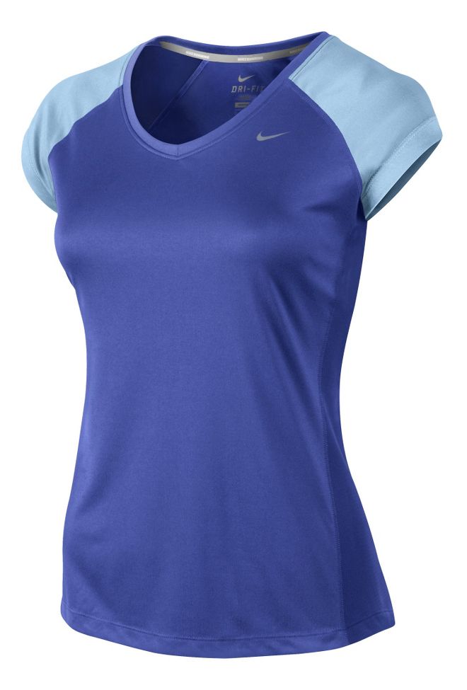 Womens Nike Miler V Neck Top Short Sleeve Technical Tops
