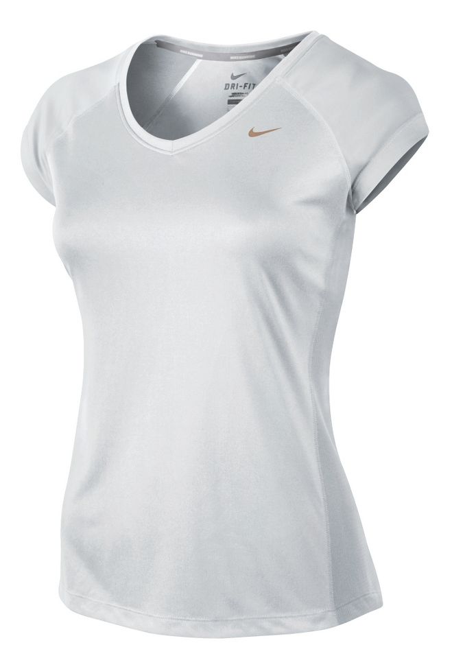 Womens Nike Miler V Neck Top Short Sleeve Technical Tops
