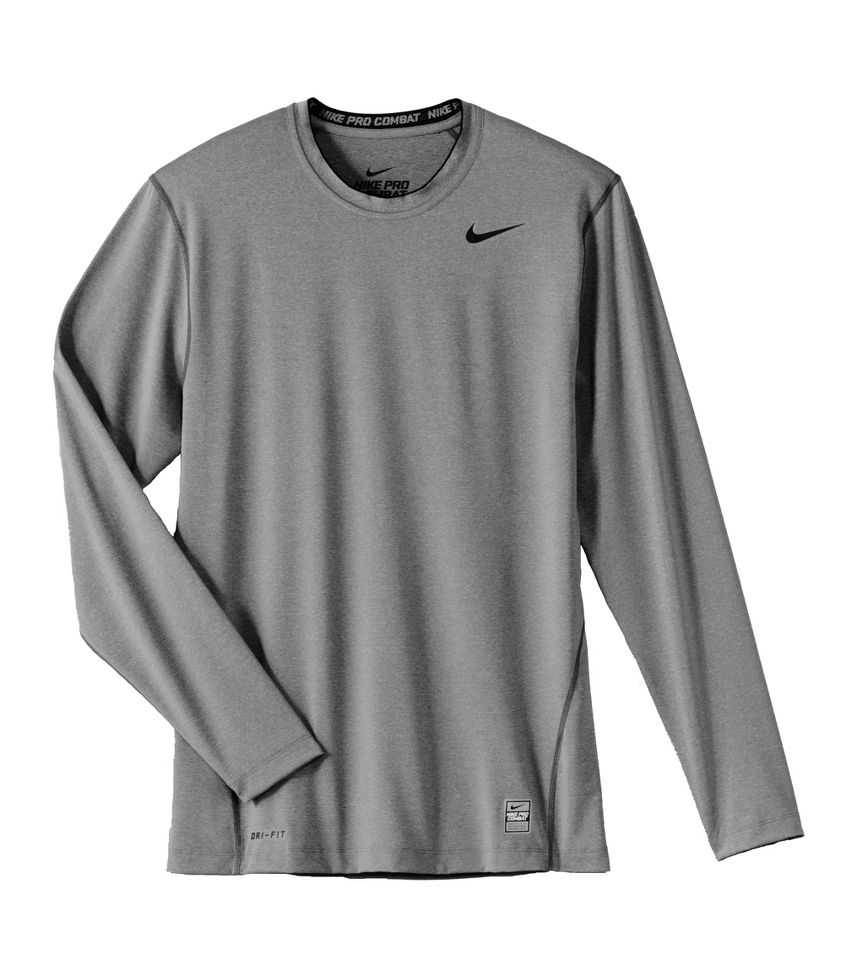 Mens Nike Pro Combat Fitted Crew Long Sleeve No Zip Technical Tops