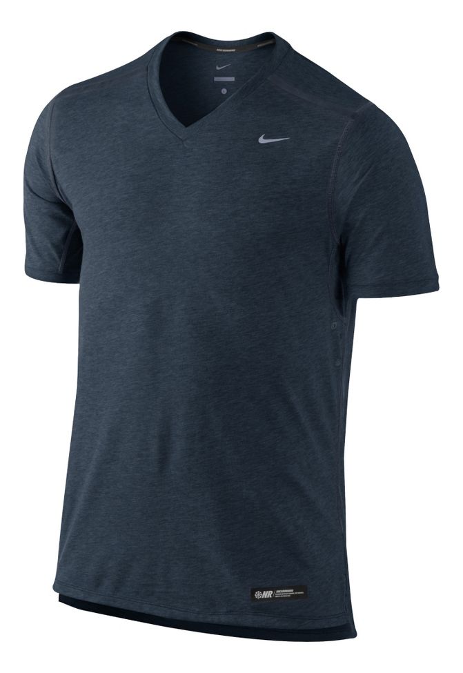 Mens Nike Tailwind V Neck Short Sleeve Technical Tops