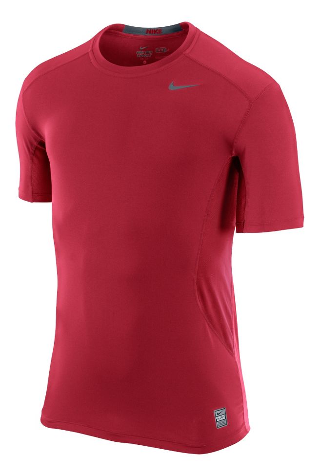 Mens Nike Pro Combat Fitted Crew Short Sleeve Technical Tops