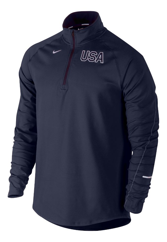 Mens Nike USA Element Long Sleeve 1/2 Zip Technical Tops
