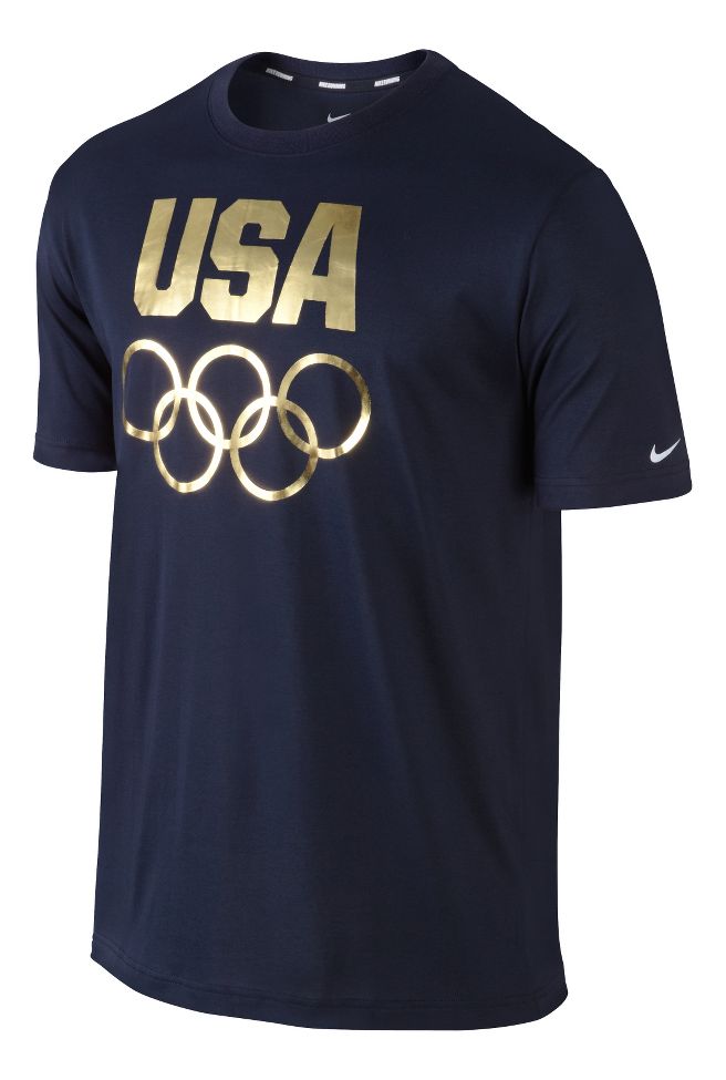 Mens Nike USA Rings V Neck Tee Short Sleeve Technical Tops