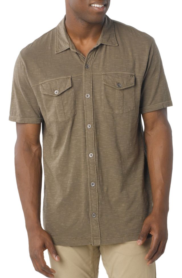 Mens Prana Hayes Button Down Short Sleeve Non-Technical Tops