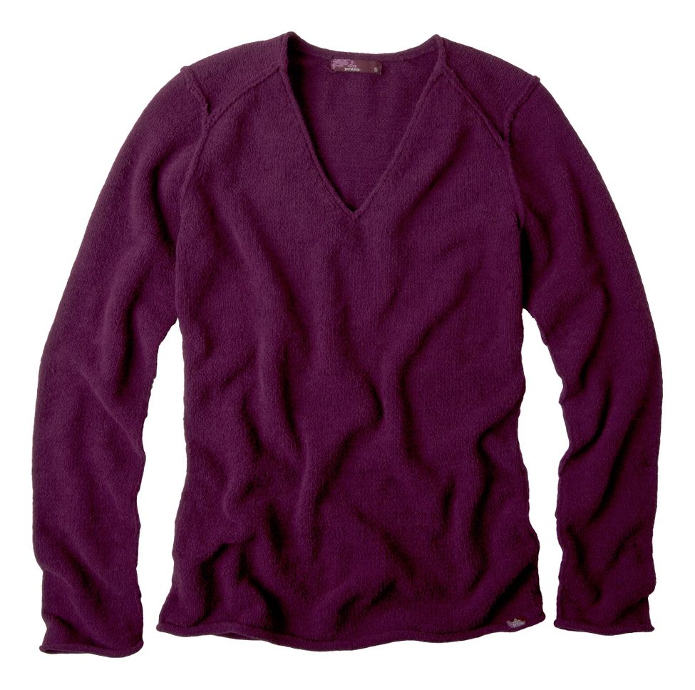Womens Prana Chenille V-Neck Long Sleeve No Zip Technical Tops