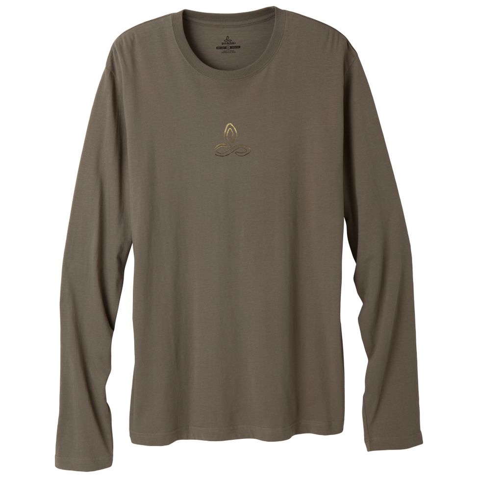 Mens Prana Organic Crew Neck Long Sleeve Non-Technical Tops