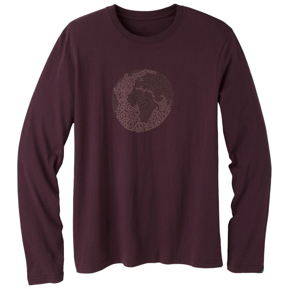 Mens Prana Organic Crew Neck Long Sleeve Non-Technical Tops