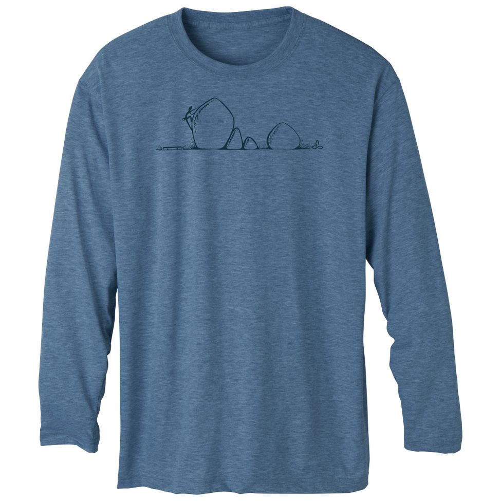 Mens Prana Heathered Performance Long Sleeve No Zip Technical Tops