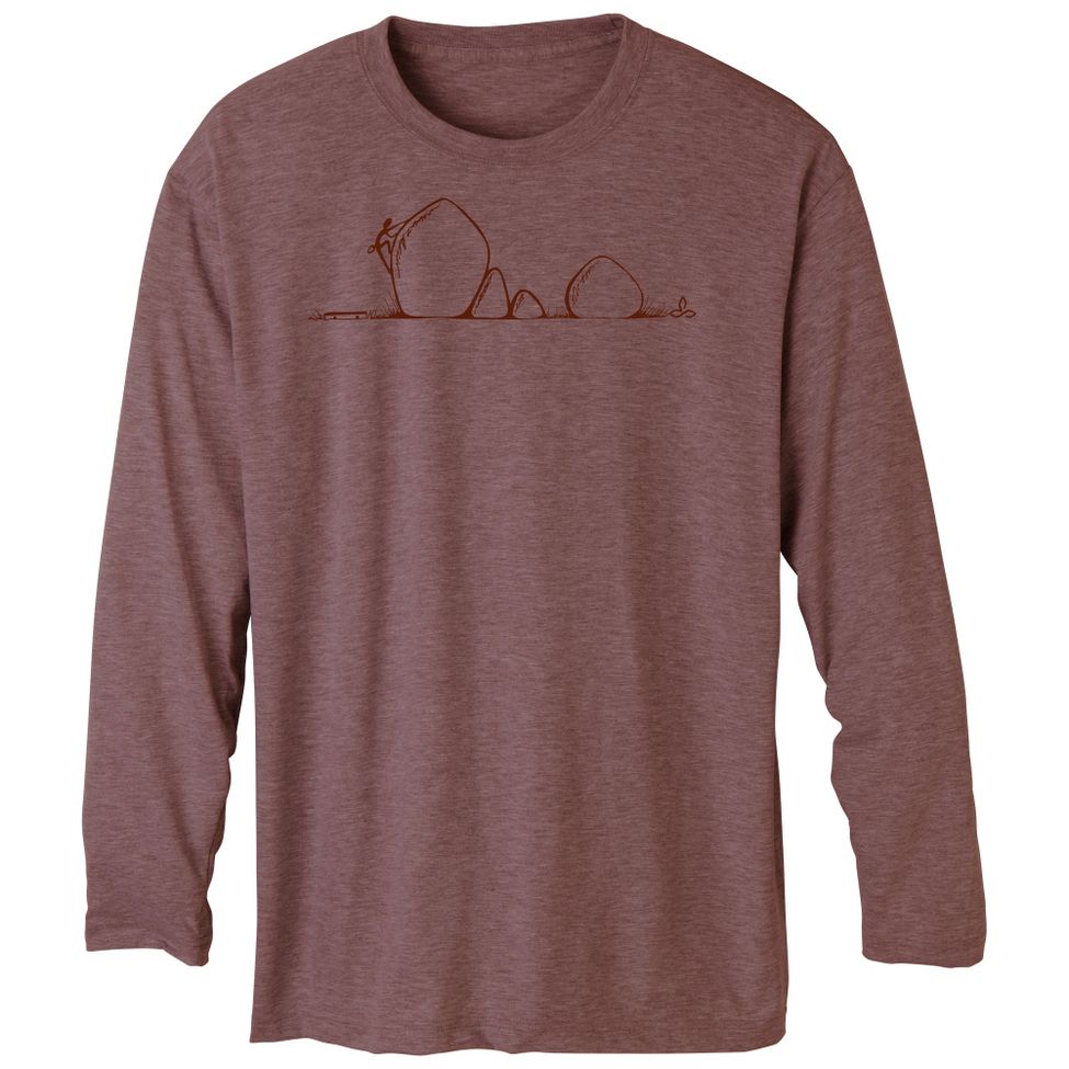 Mens Prana Heathered Performance Long Sleeve No Zip Technical Tops