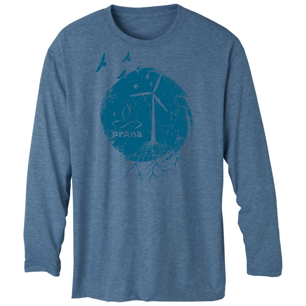 Mens Prana Heathered Performance Long Sleeve No Zip Technical Tops