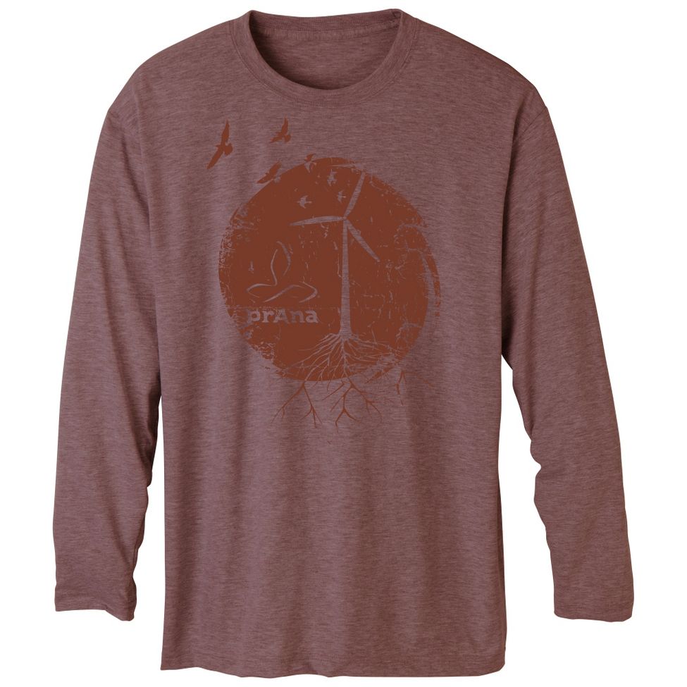 Mens Prana Heathered Performance Long Sleeve No Zip Technical Tops