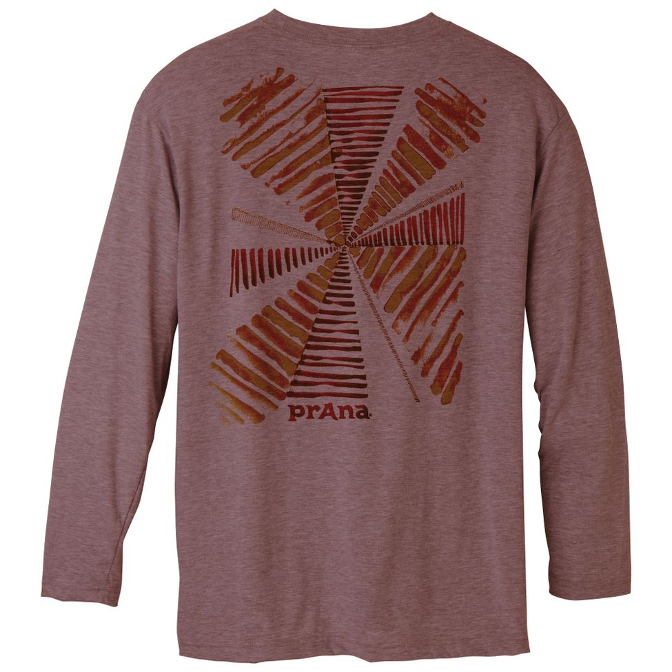 Mens Prana Heathered Performance Long Sleeve No Zip Technical Tops