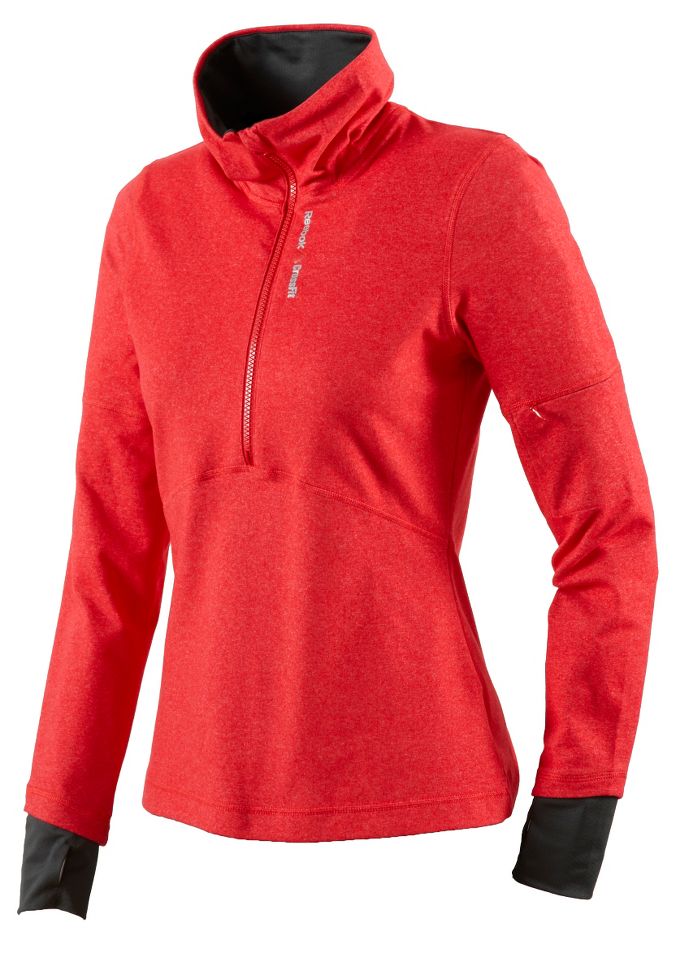 Womens Reebok CrossFit 1/4 Zip LS Long Sleeve 1/2 Zip Technical Tops