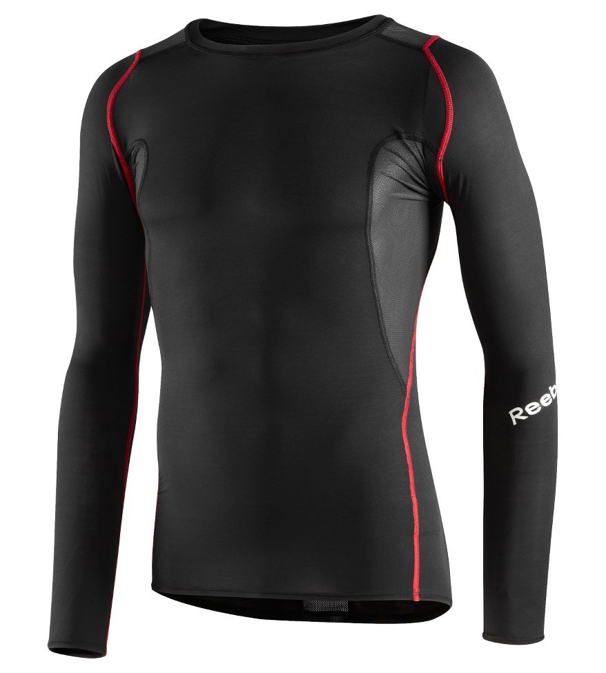 Mens Reebok Men's CrossFit Light Compression Long Sleeve No Zip Technical Tops