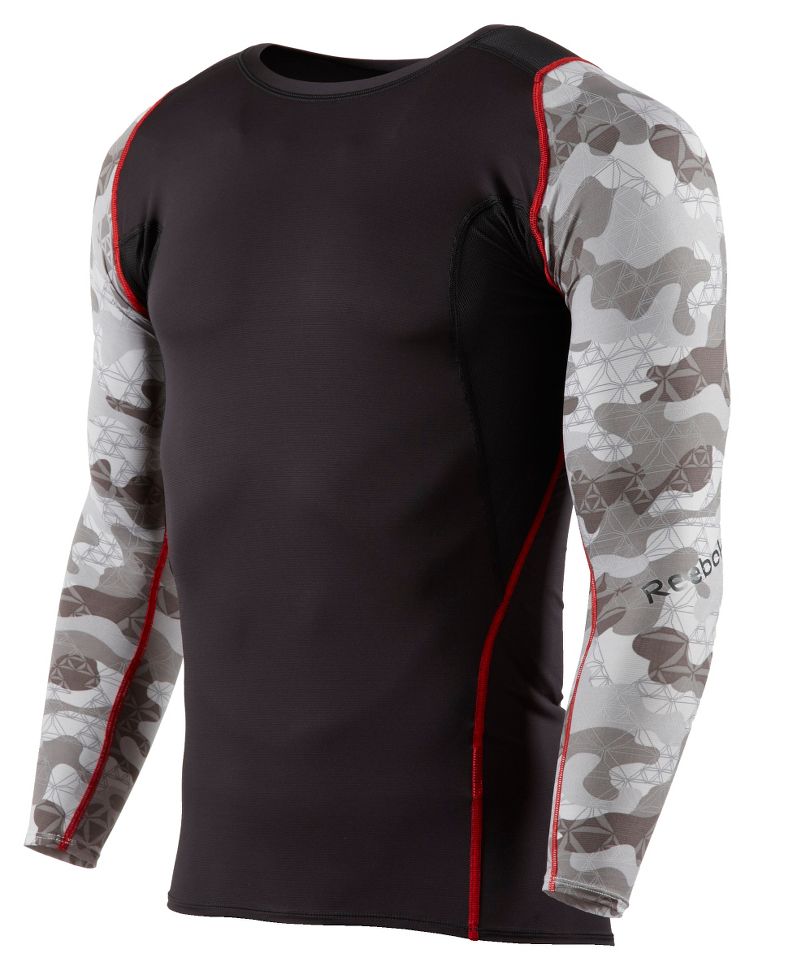 Mens Reebok Men's CrossFit Light Compression Long Sleeve No Zip Technical Tops