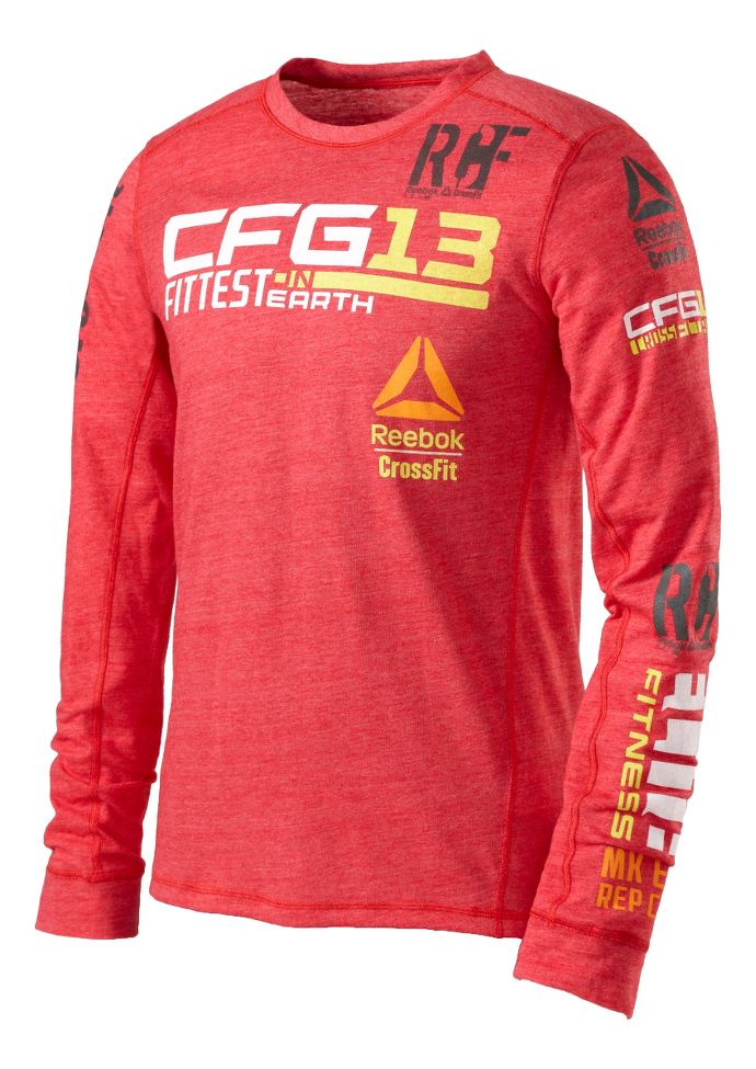 Mens Reebok CrossFit Tri Blend Graphic Tee Long Sleeve No Zip Technical Tops