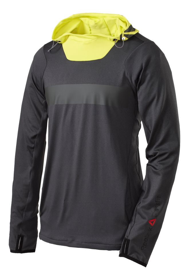 Mens Reebok CrossFit Pullover Performance Hoody Long Sleeve No Zip Technical Tops