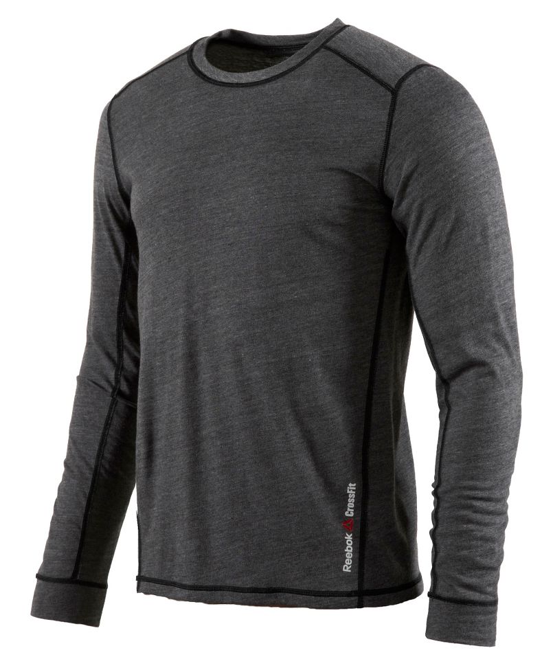 Mens Reebok Men's CrossFit Tri Blend Long Sleeve No Zip Technical Tops