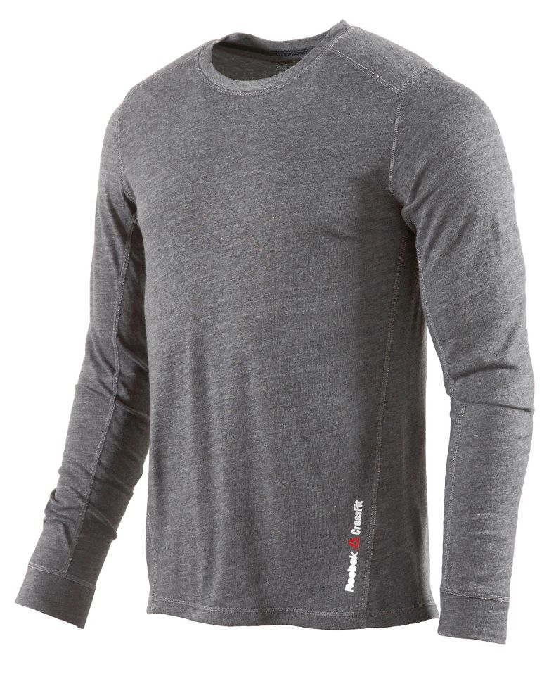 Mens Reebok Men's CrossFit Tri Blend Long Sleeve No Zip Technical Tops