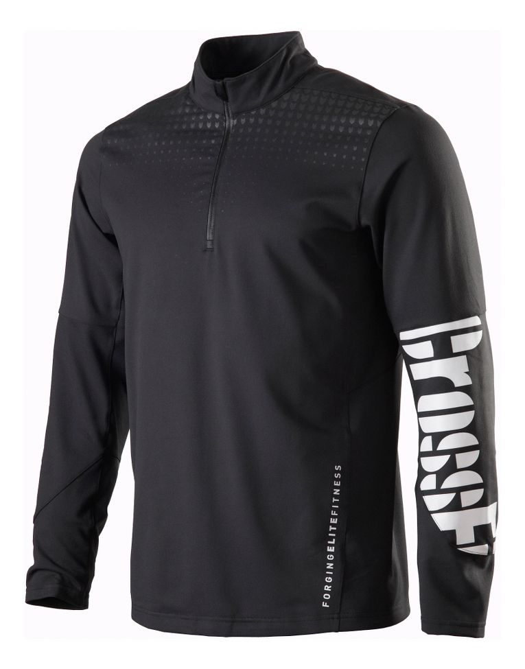 Mens Reebok CrossFit Performance 1/4 Zip Fleece Long Sleeve 1/2 Zip Technical Tops