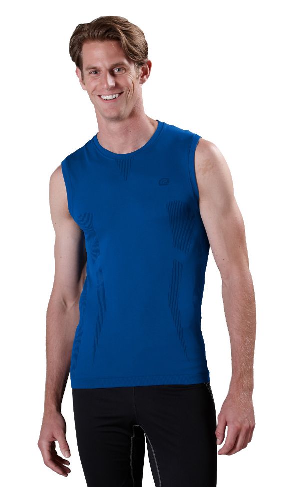 Mens Road Runner Sports Feel Great Seamless Sleeveless Technical Tops