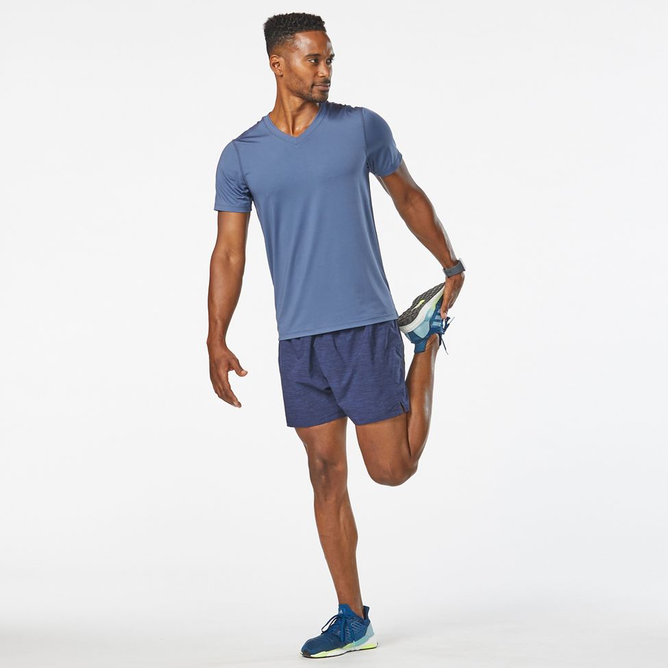 Mens Road Runner Sports Back To Basic V-Neck Short Sleeve Technical Tops