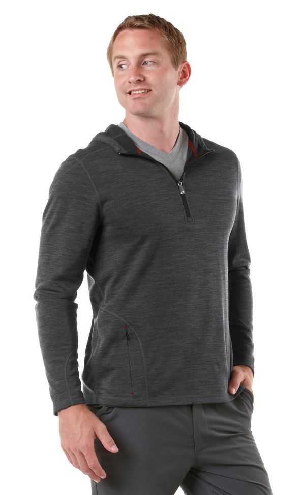 Mens R-Gear Any Weather Wool Hoodie Long Sleeve 1/2 Zip Technical Tops